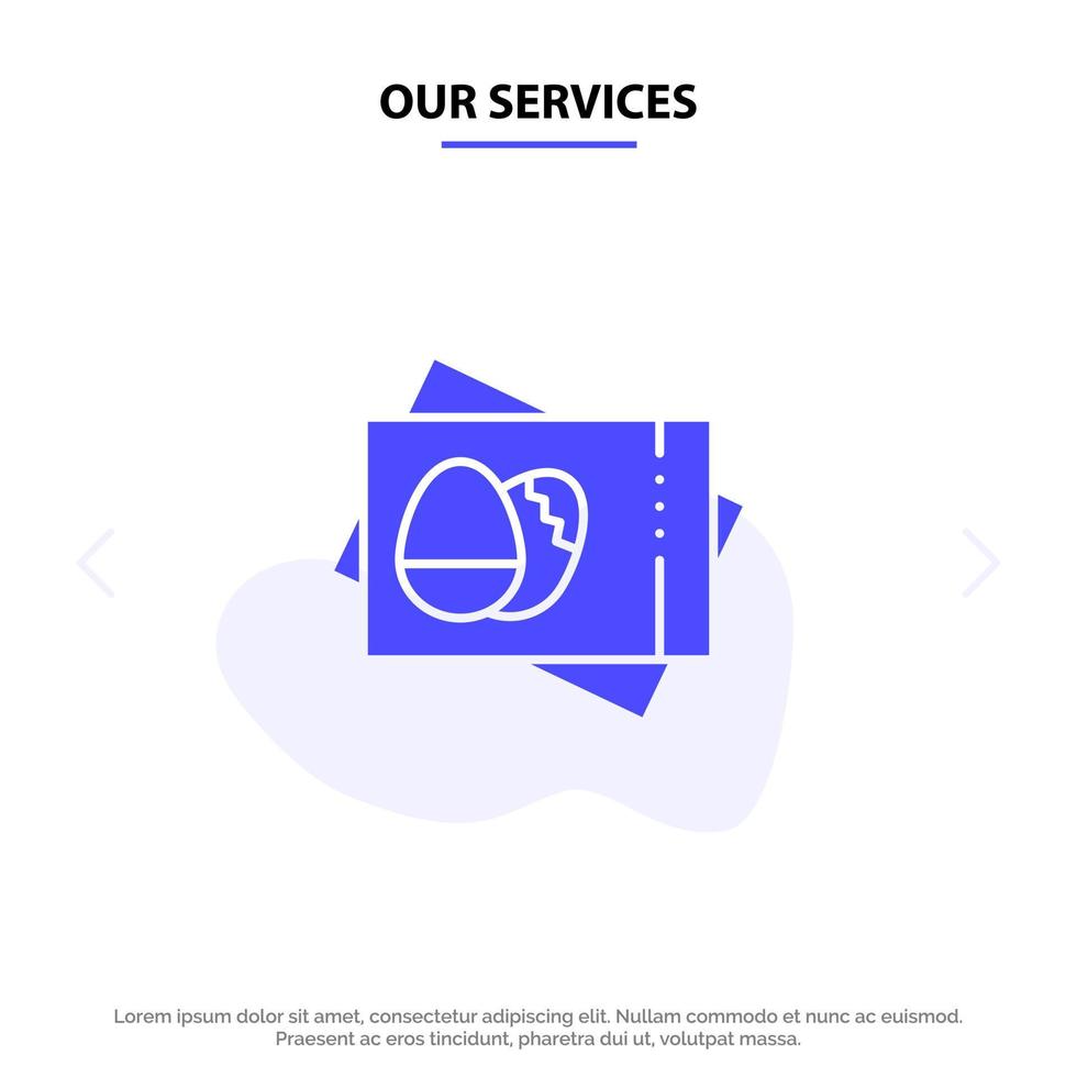 Our Services Pass board Egg Easter Card Solid Glyph Icon Web card Template vector