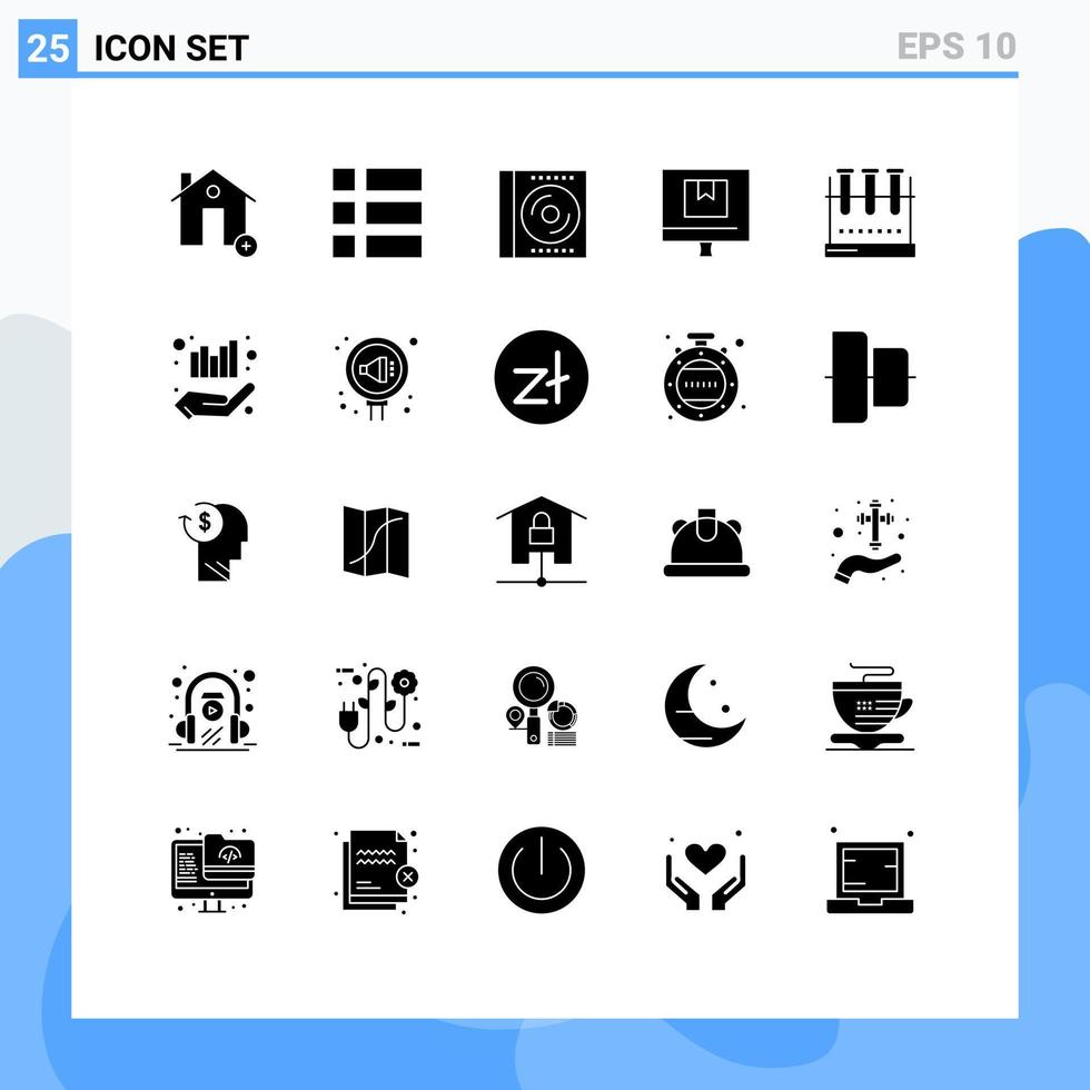 Set of 25 Commercial Solid Glyphs pack for e commerce layout box digital Editable Vector Design Elements