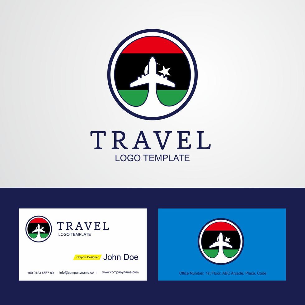 logotipo de bandera de círculo creativo de libia de viaje y diseño de tarjeta de visita vector