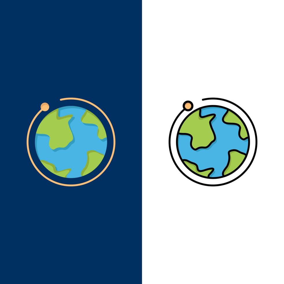 Globe World Internet Hotel  Icons Flat and Line Filled Icon Set Vector Blue Background