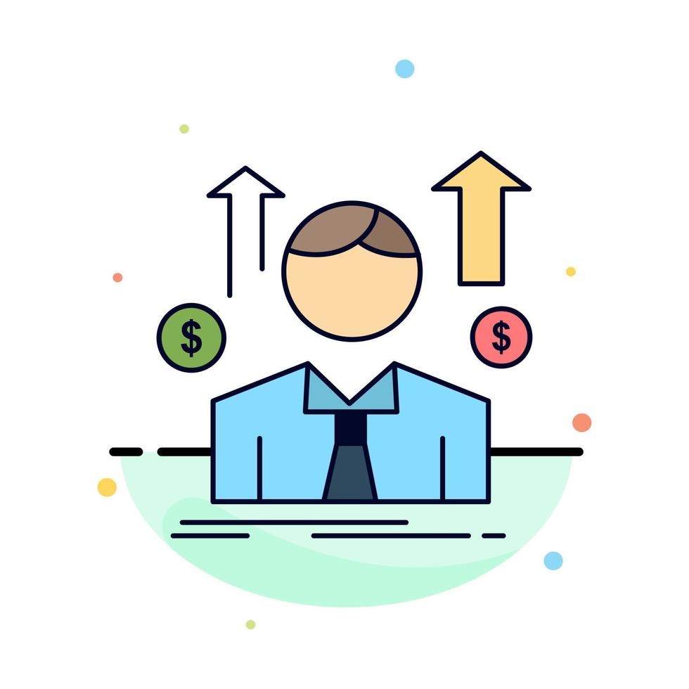 Business man avatar employee sales man Flat Color Icon Vector