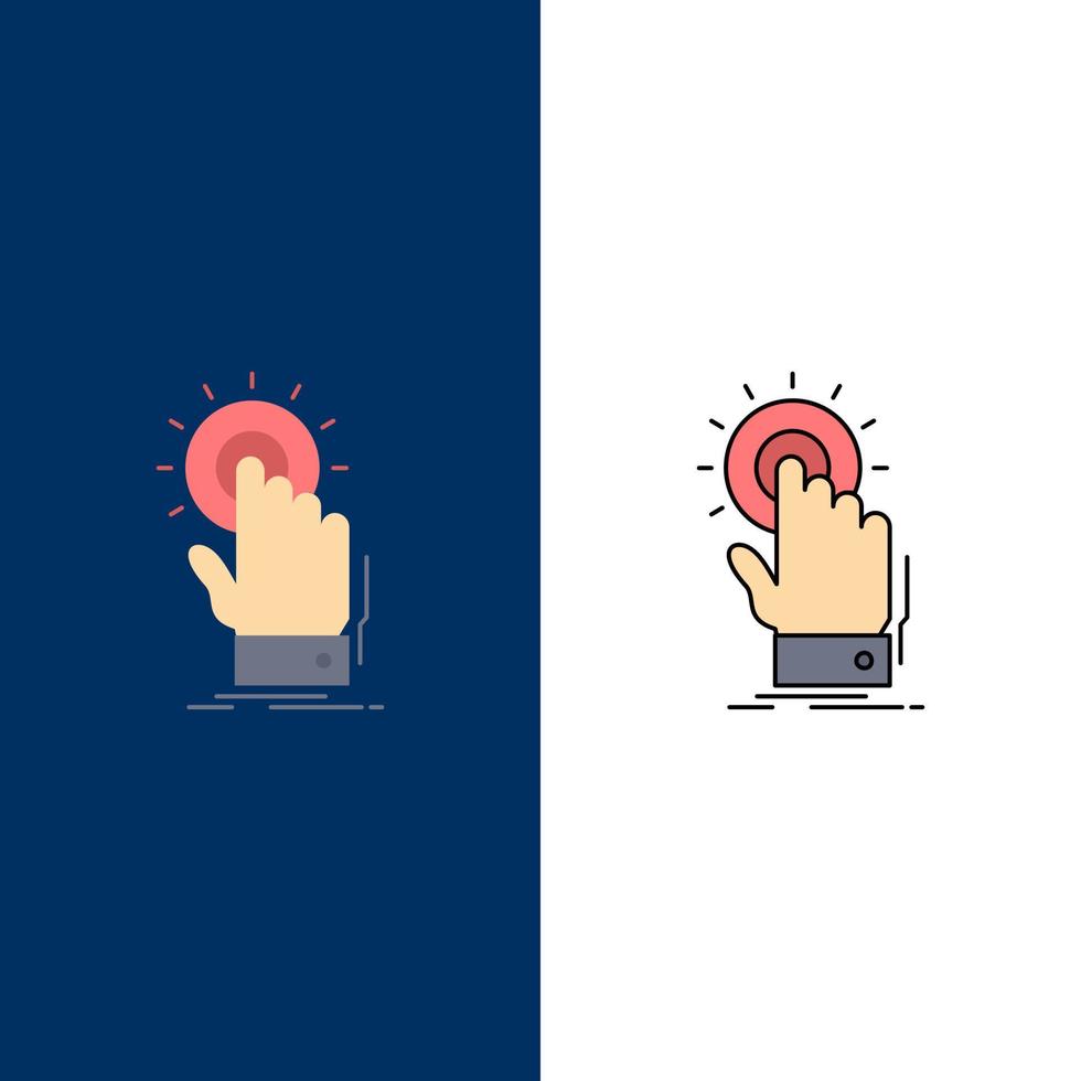 touch click hand on start Flat Color Icon Vector