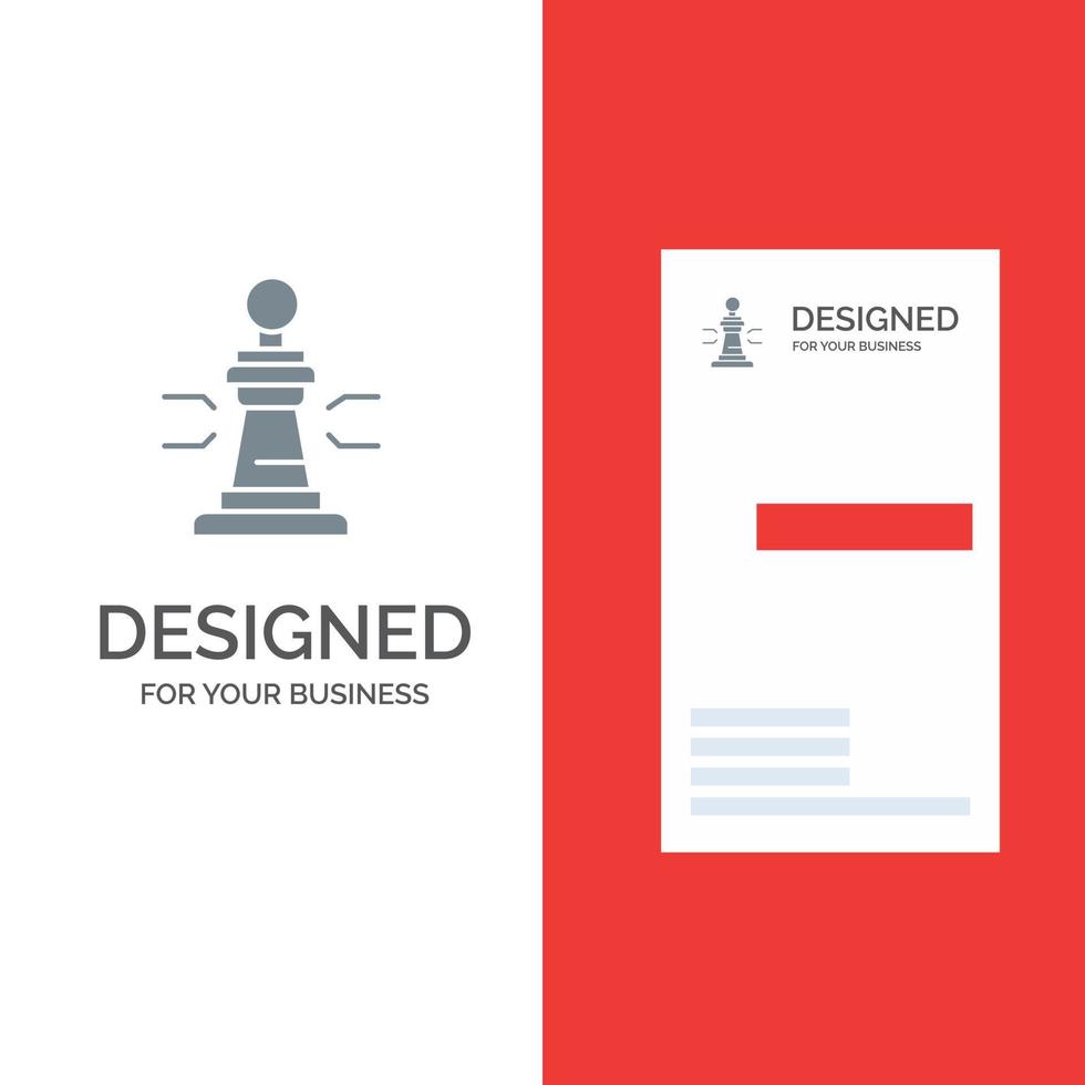 Chess Game Player King Poker Grey Logo Design and Business Card Template vector