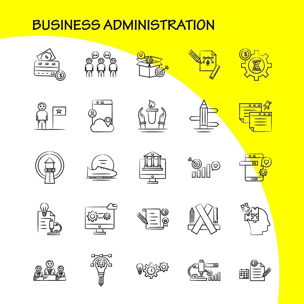 Business Administration Hand Drawn Icons Set For Infographics Mobile UXUI Kit And Print Design Include Pencil Smartphone Scale Vector Helmet Protection Sports Games Collection Modern Infog