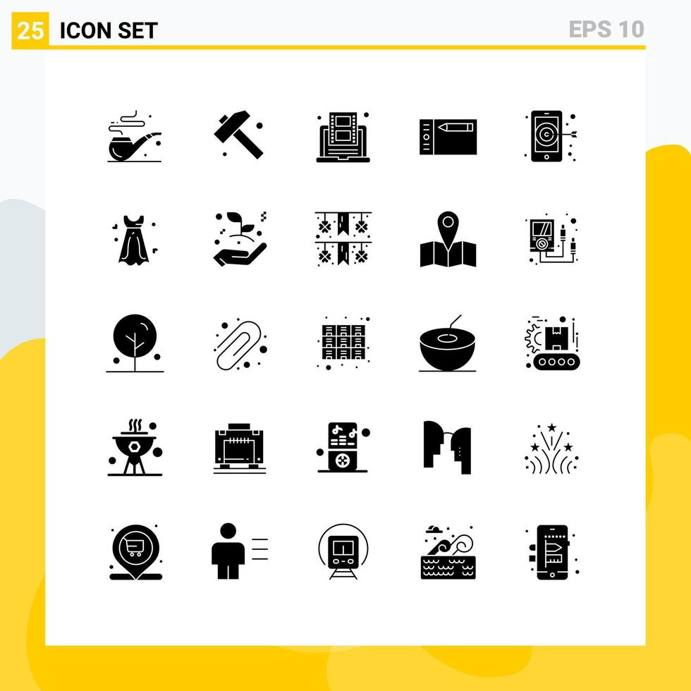 Stock Vector Icon Pack of 25 Line Signs and Symbols for smartphone digital online tablet draw Editable Vector Design Elements