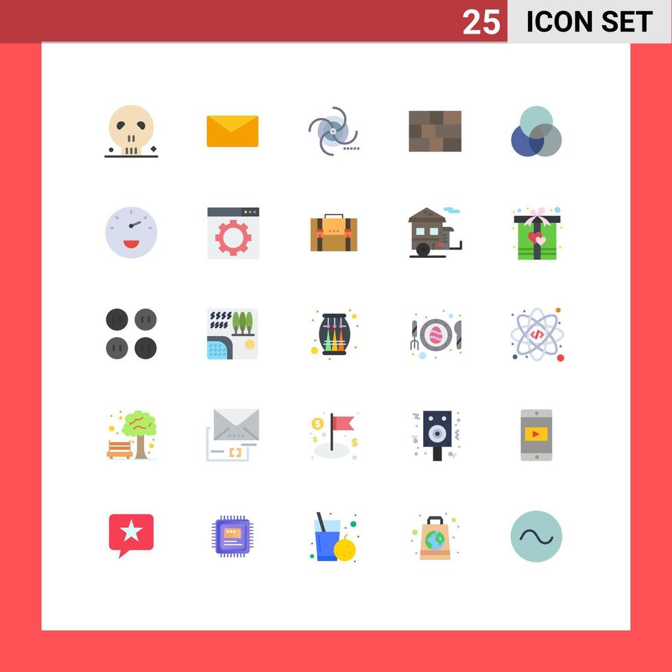 25 Universal Flat Color Signs Symbols of color security black protection gravitational Editable Vector Design Elements