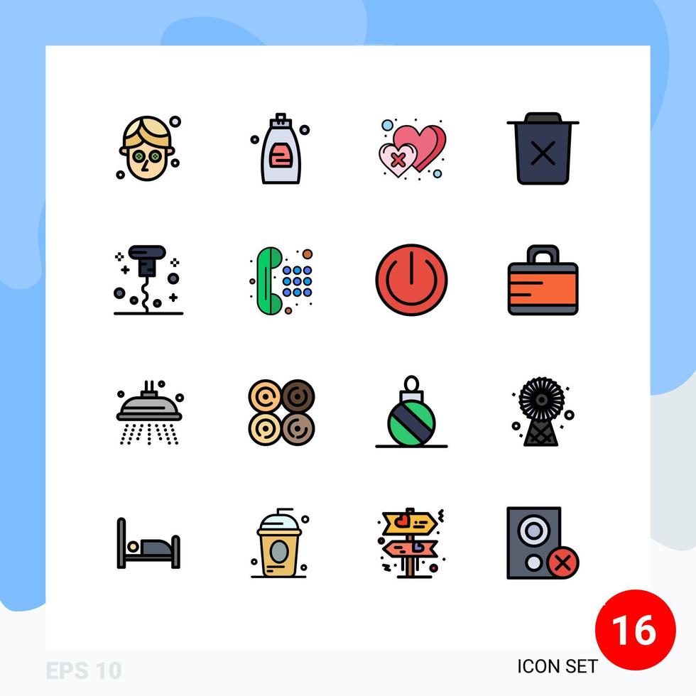 16 Creative Icons Modern Signs and Symbols of corkscrew trash heart remove bin Editable Creative Vector Design Elements