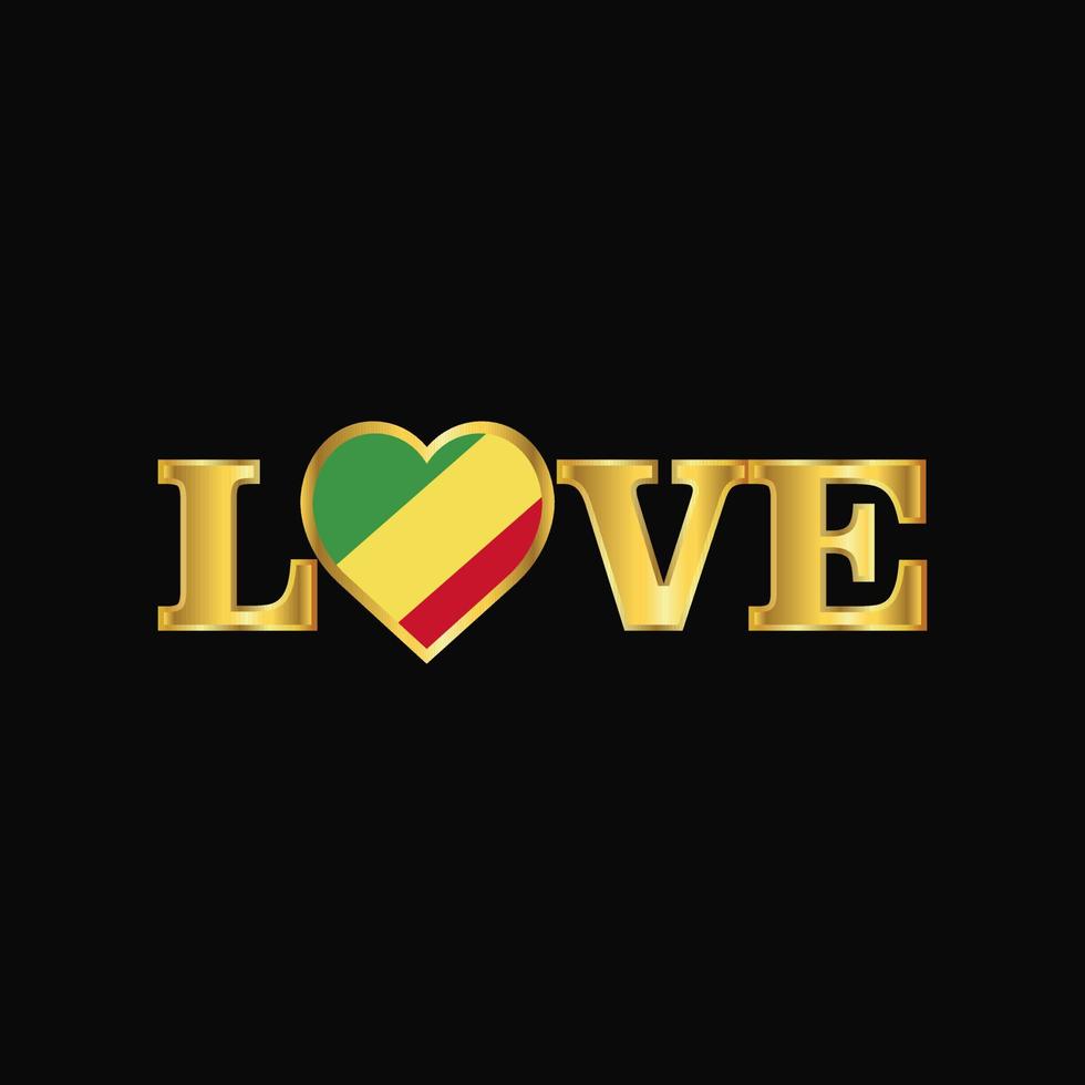 Golden Love typography Republic of the Congo flag design vector