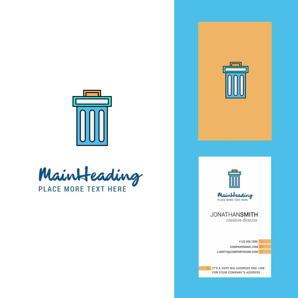 logotipo creativo de basura y vector de diseño vertical de tarjeta de visita