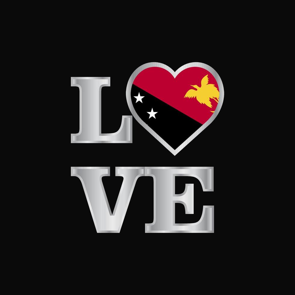 Love typography Papua New Guinea flag design vector beautiful lettering