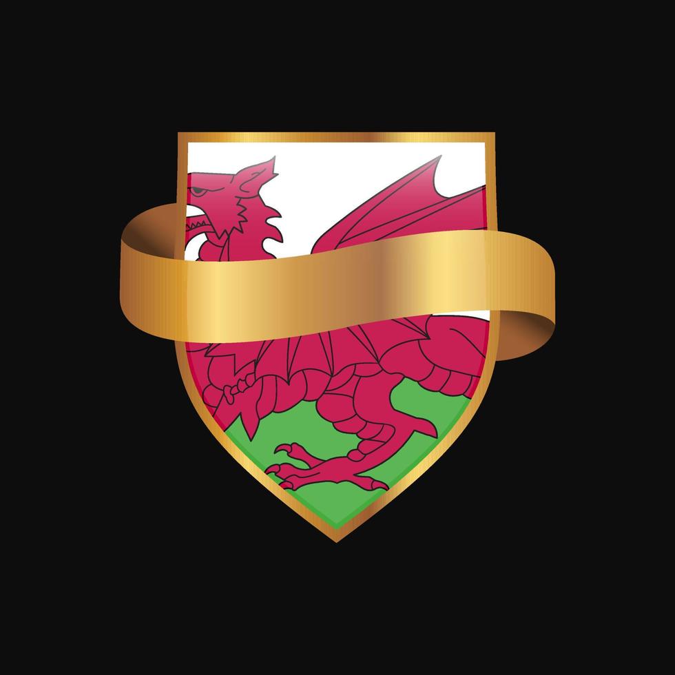 Wales flag Golden badge design vector