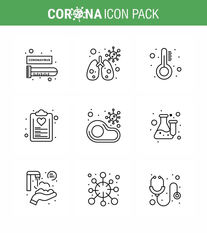 25 Coronavirus Emergency Iconset Blue Design such as  food plan medicine list diet viral coronavirus 2019nov disease Vector Design Elements