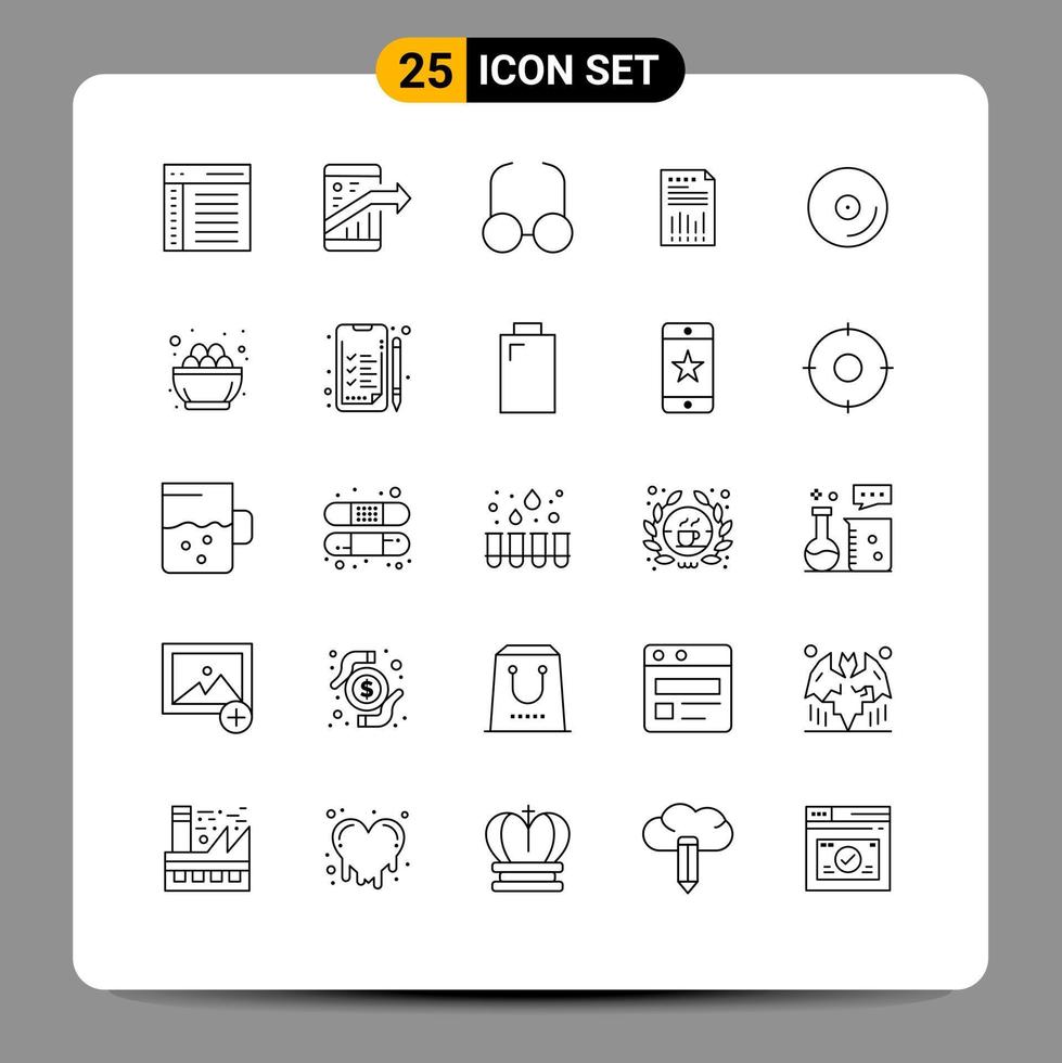 Stock Vector Icon Pack of 25 Line Signs and Symbols for graph data seo business view Editable Vector Design Elements
