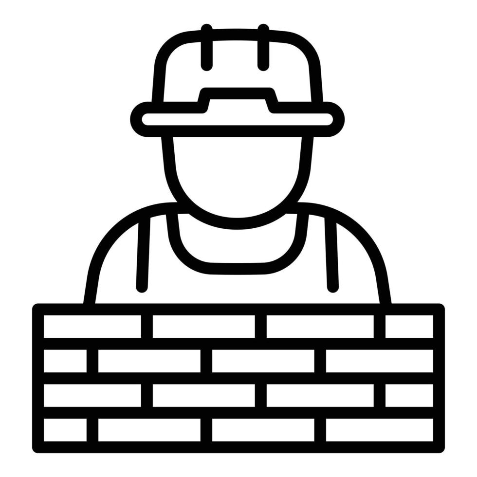 Masonry worker icon, outline style vector