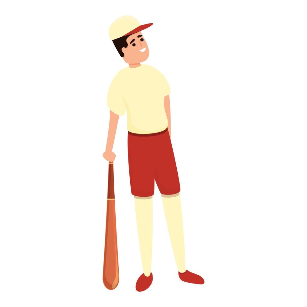 Smiling baseball player icon, cartoon style vector