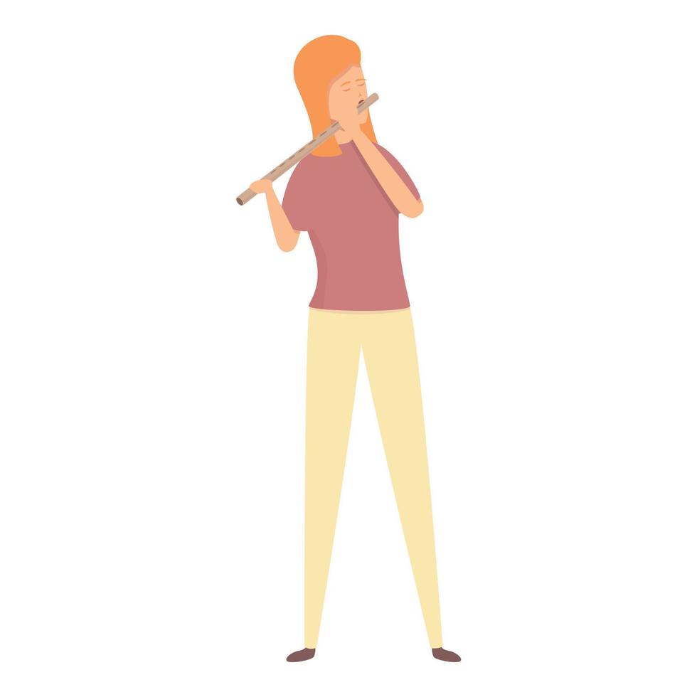 Beautiful flute play icon cartoon vector. Music school vector