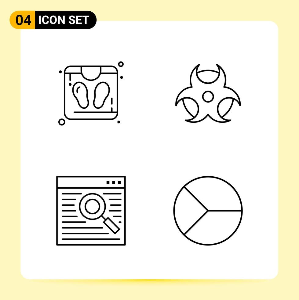 4 Creative Icons for Modern website design and responsive mobile apps 4 Outline Symbols Signs on White Background 4 Icon Pack Creative Black Icon vector background