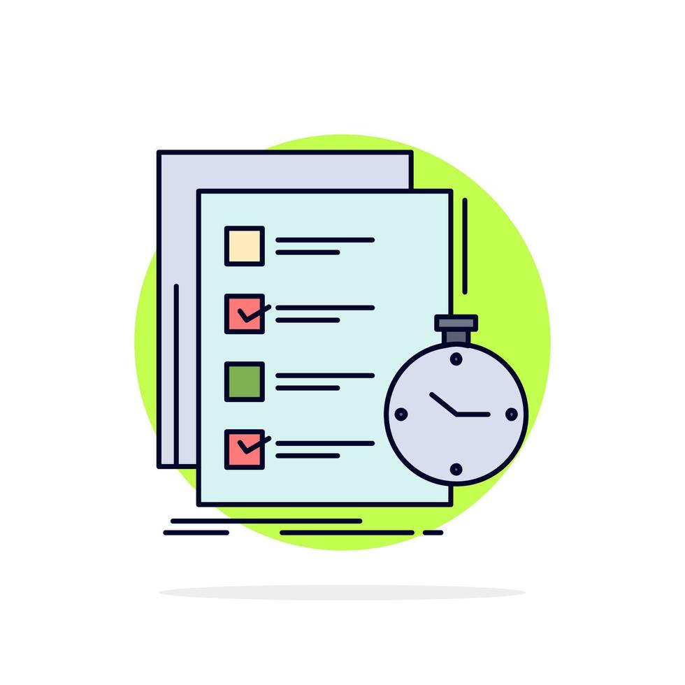 todo task list check time Flat Color Icon Vector