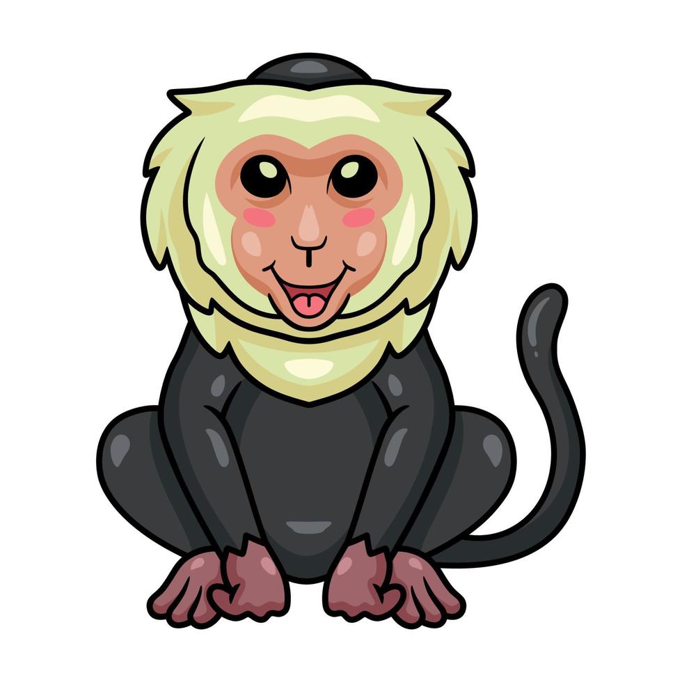 Cute little capuchin monkey cartoon vector