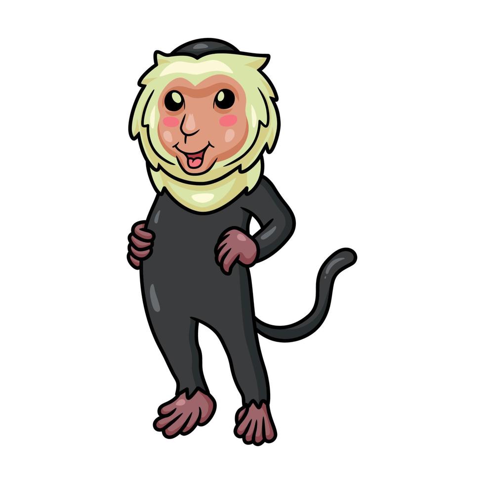 lindo pequeño mono capuchino de dibujos animados vector
