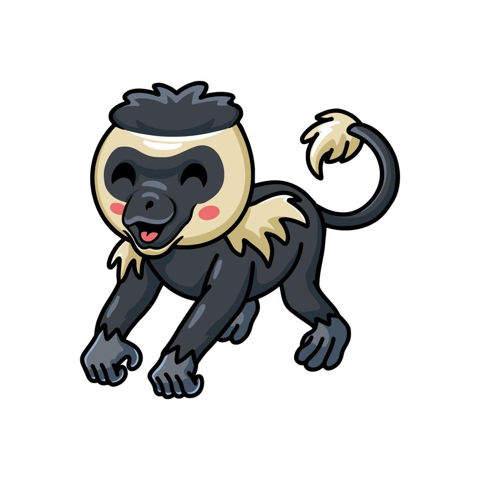 Cute little colobus monkey cartoon vector