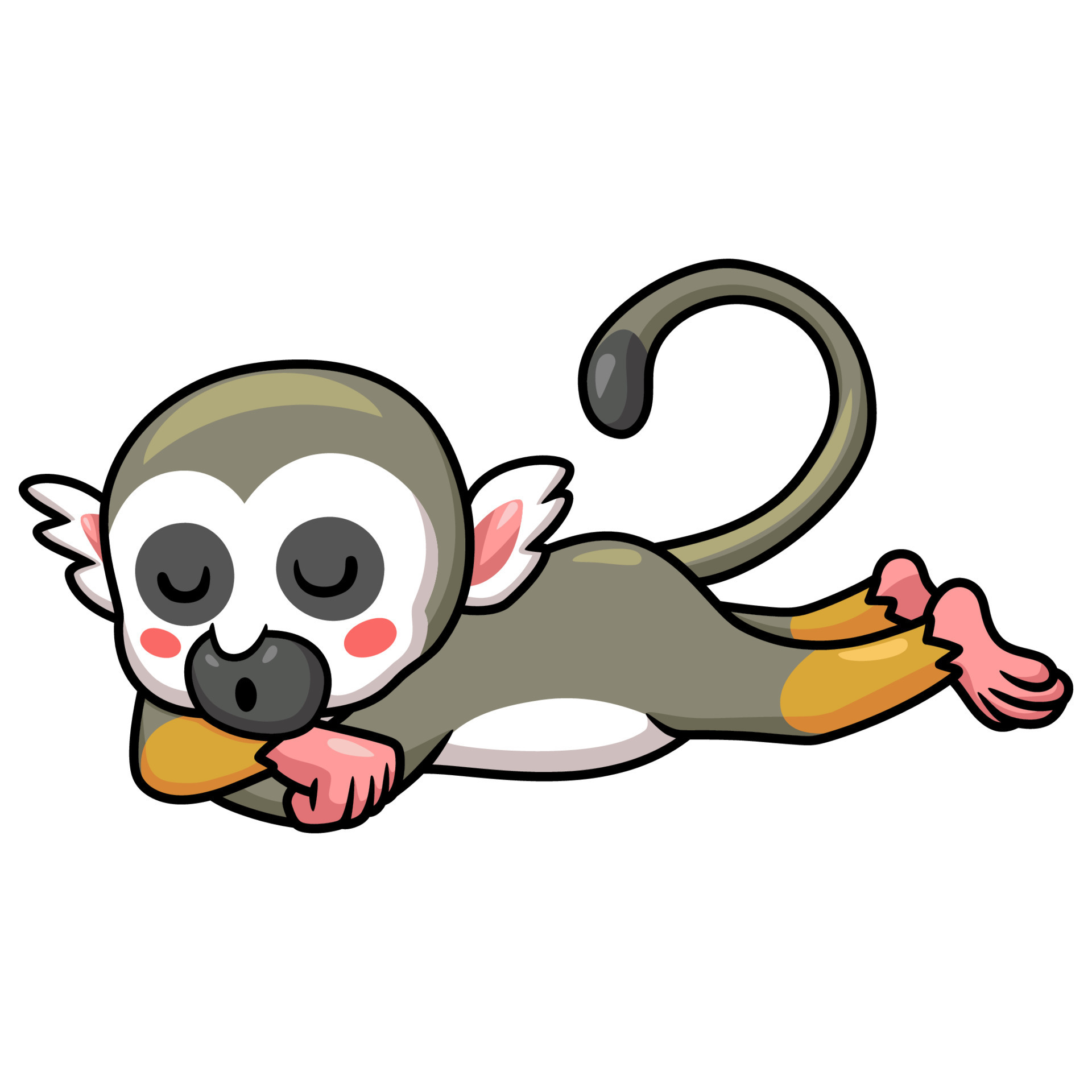 Cute little squirrel monkey cartoon sleeping 14328733 Vector Art at