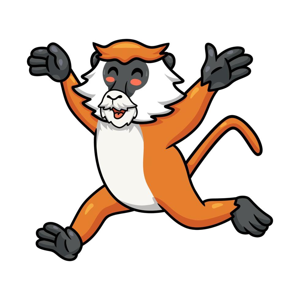 Cute little patas monkey cartoon running vector