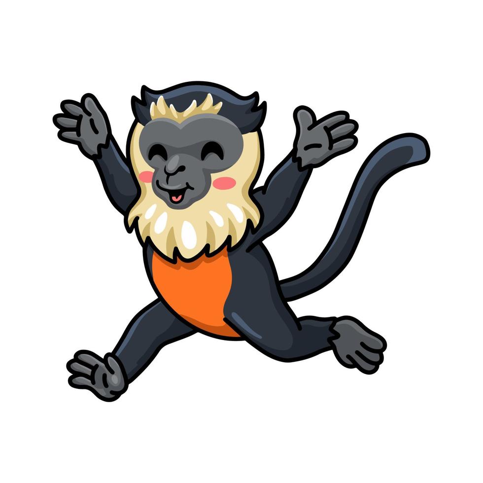 Cute little diana monkey cartoon running vector
