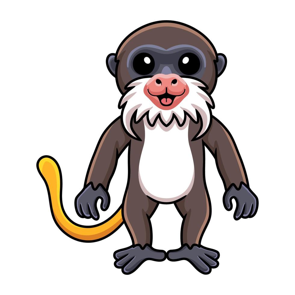 lindo pequeño mono tamarin dibujos animados de pie vector