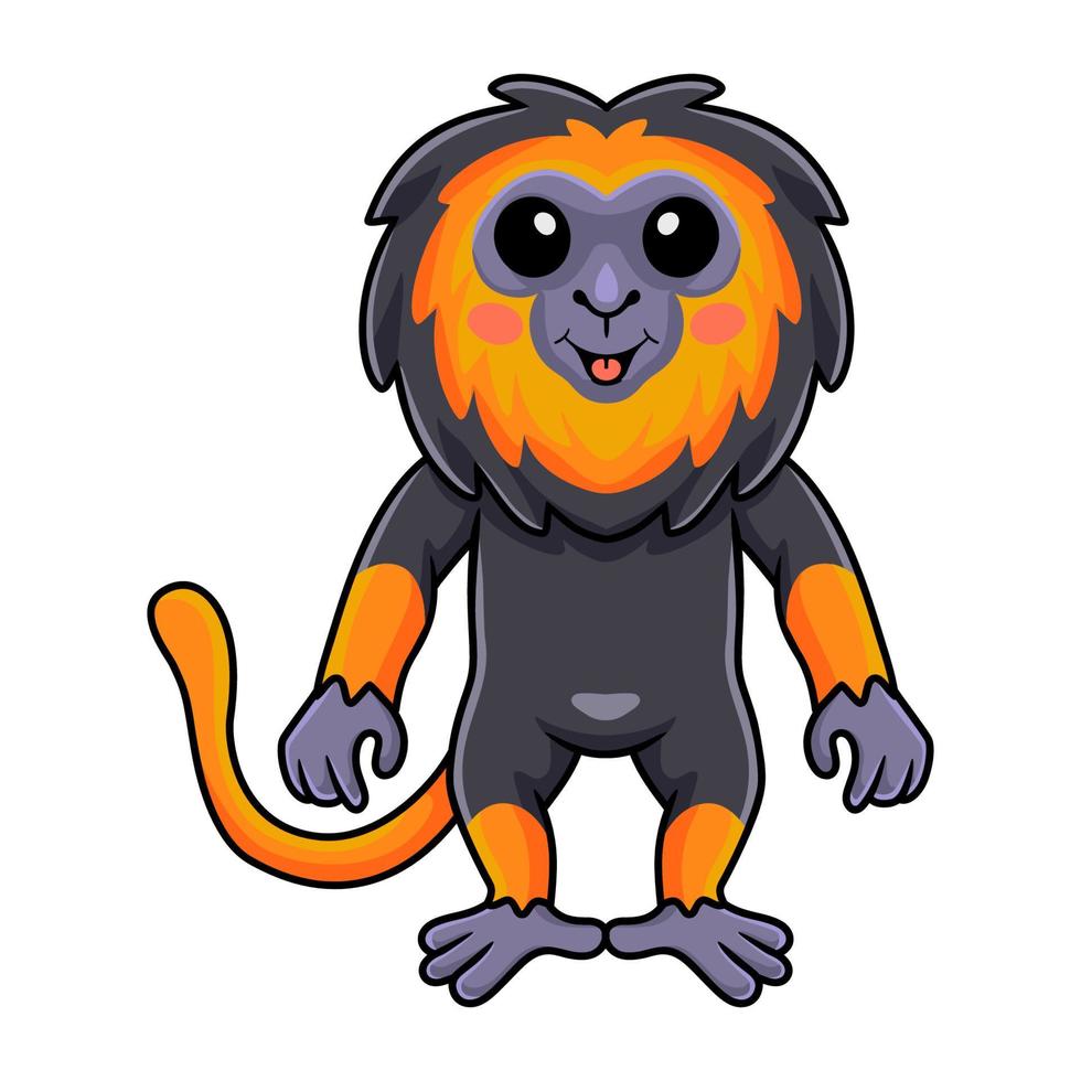 Cute little lion monkey cartoon standing vector