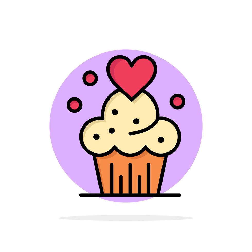 pastel cupcake muffins dulces horneados círculo abstracto fondo color plano icono vector