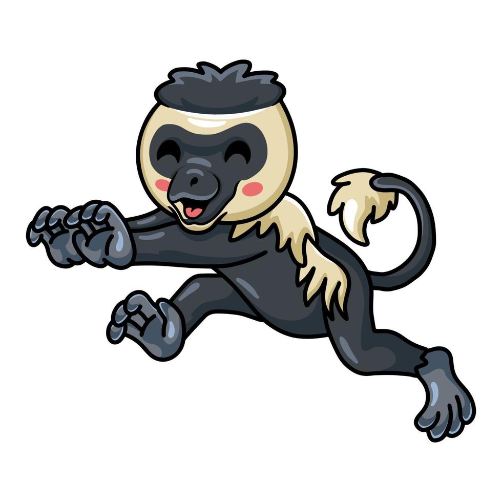Cute little colobus monkey cartoon walking vector