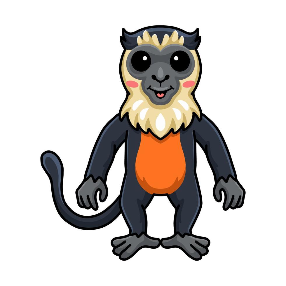 Cute little diana monkey cartoon standing vector