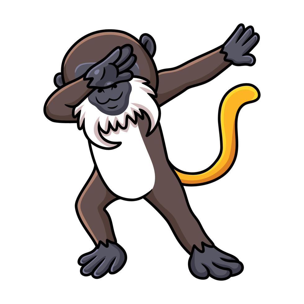 Cute little tamarin monkey cartoon dancing vector