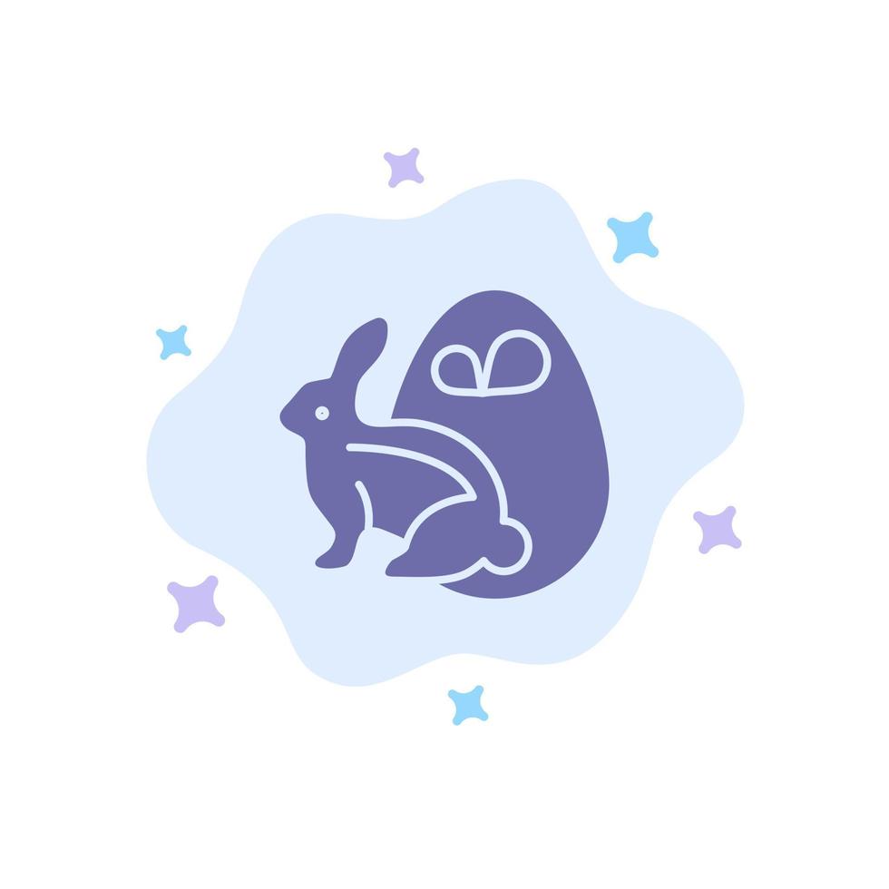 conejito de huevo icono azul de conejo de pascua en el fondo abstracto de la nube vector