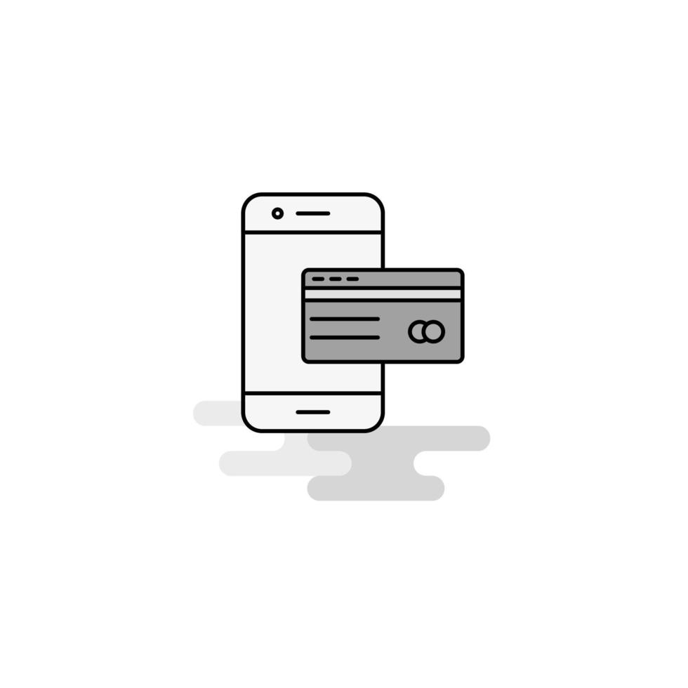 Online banking Web Icon Flat Line Filled Gray Icon Vector
