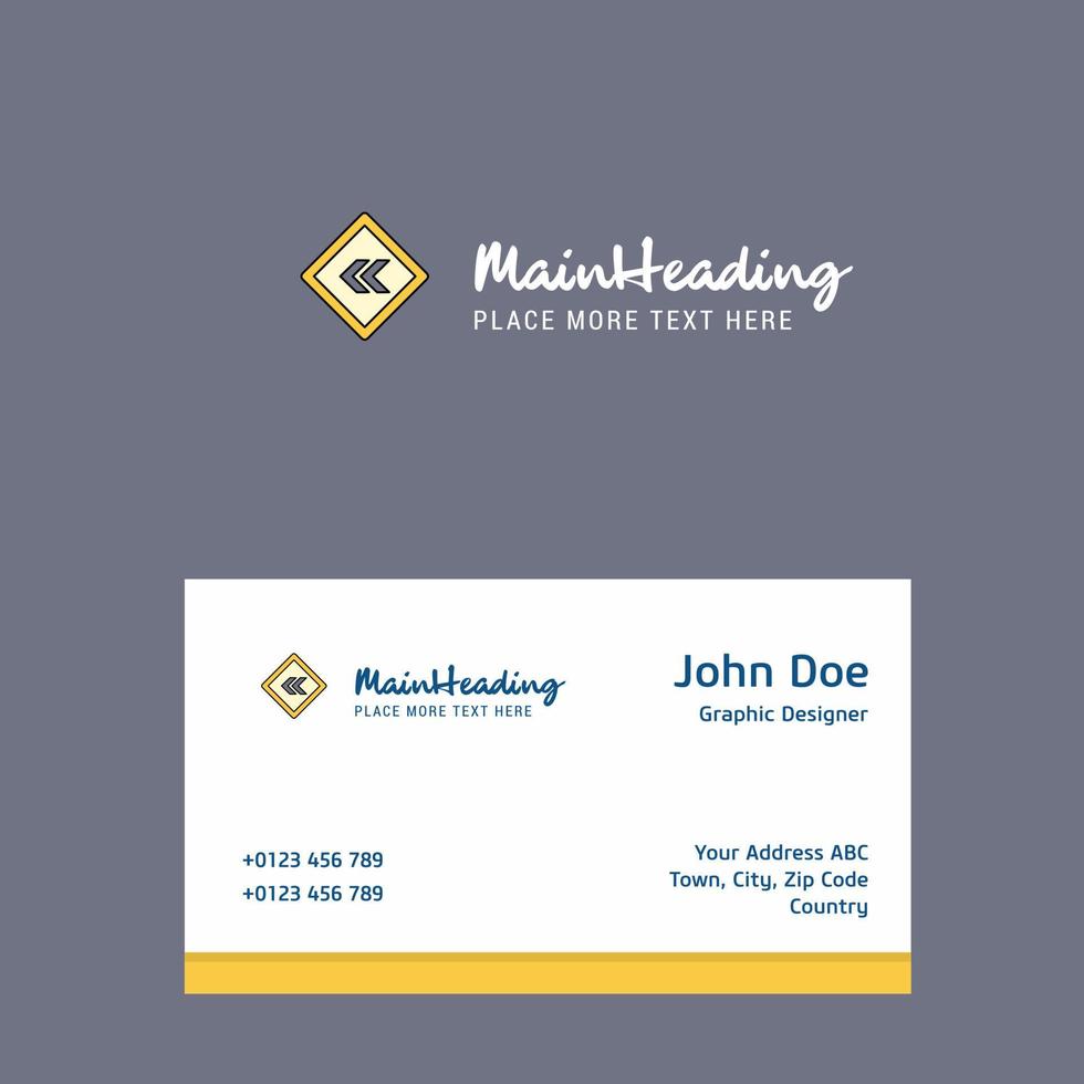 Left arrow road sign board logo Design with business card template Elegant corporate identity Vector