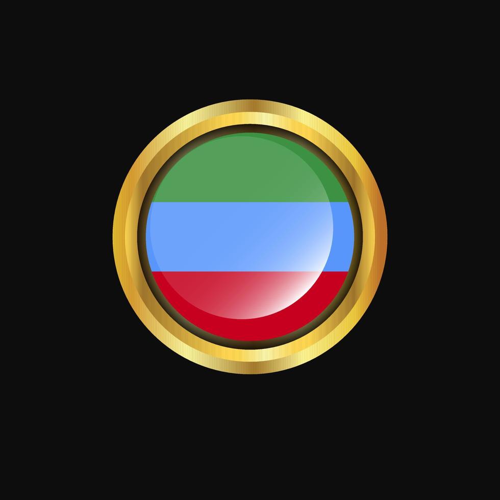 Dagestan flag Golden button vector