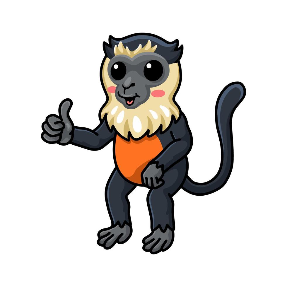 Cute little diana monkey cartoon giving thumb up vector