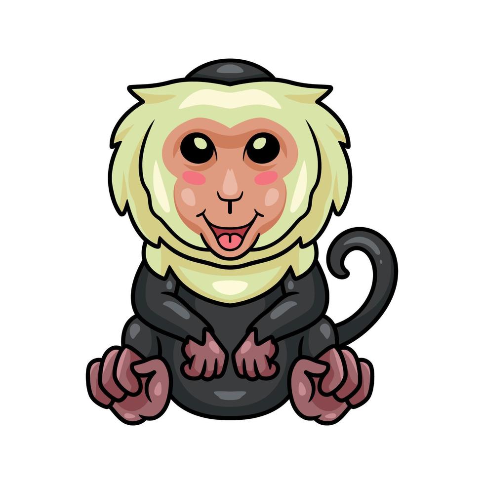 Cute little capuchin monkey cartoon vector