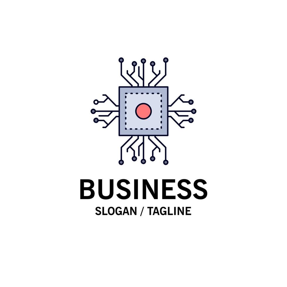 Chip cpu microchip processor technology Flat Color Icon Vector