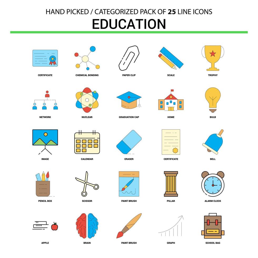 conjunto de iconos de línea plana de educación diseño de iconos de concepto de negocio vector