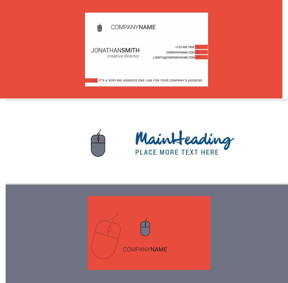 Beautiful Mouse Logo and business card vertical Design Vector