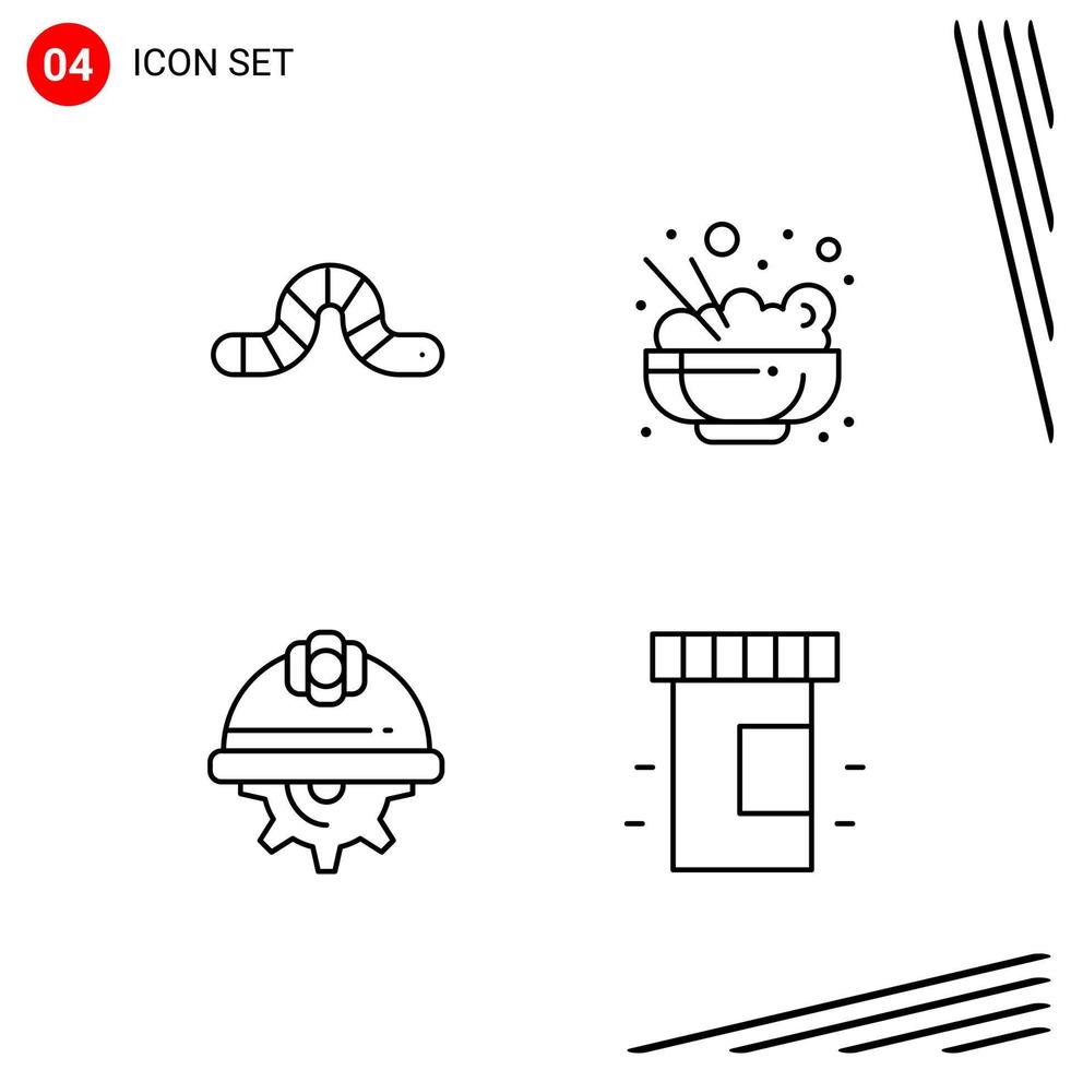 Collection of 4 Vector Icons in Line style Pixle Perfect Outline Symbols for Web and Mobile Line Icon Signs on White Background 4 Icons Creative Black Icon vector background