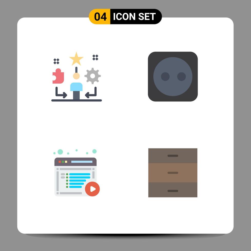 Modern Set of 4 Flat Icons Pictograph of user content star plug online Editable Vector Design Elements