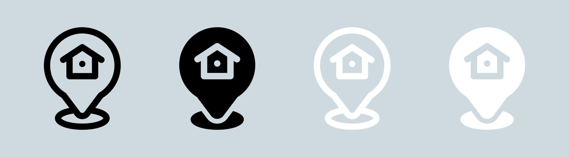 Address icon set in black and white. Location signs vector illustration