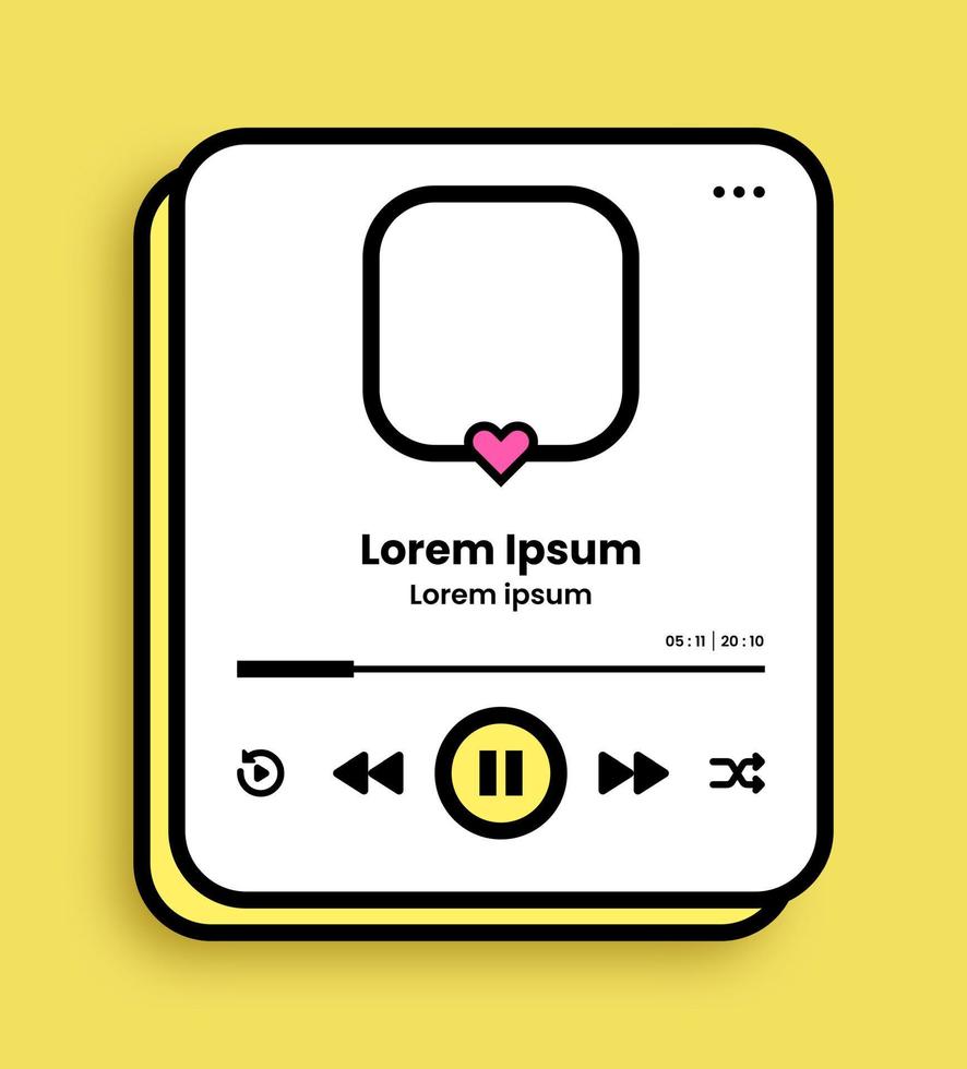 Audio player interface in nostalgic design style. Multimedia application editable mockup. vector