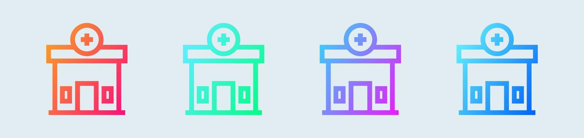 Hospital line icon in gradient colors. Clinic signs vector illustration.