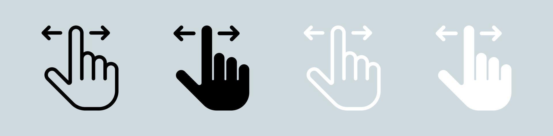 Gesture icon set in black and white. Touch signs vector illustration.