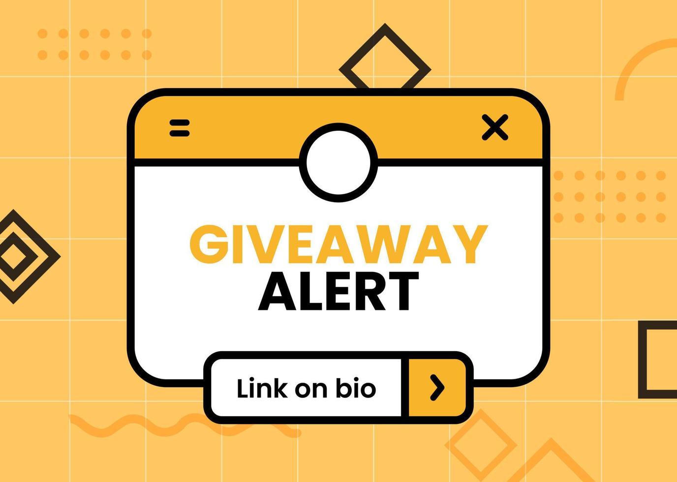 Giveaway event poster in nostalgic design style. Social media promotion illustration. vector